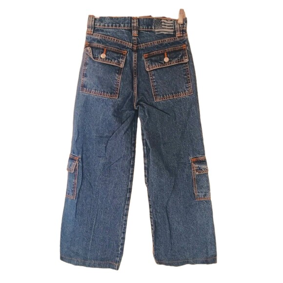 Revice Denim Baja Cargo Jeans Wide Leg Dark Wash American Flag Women's Sz 28 - Picture 6 of 13